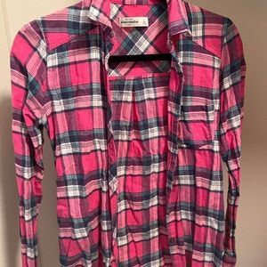 abercrombie kids pink flannel, size large